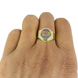 R G MART Unisex Ashtadhatu Mahakal Rudraksha Yantra Star Circle Gold-Plated Finger Ring image 3