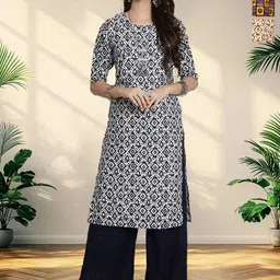 HERE&NOW Selection Of 3 Geometric Printed Round Neck Straight Kurta-picture-10