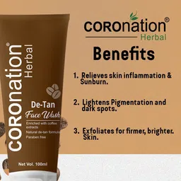 COROnation Herbal Set Of 3 De Tan Face Wash With Coffee & Chocolate - 100 ml Each image 3
