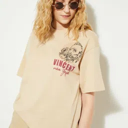 max Women Photographic Printed Round Neck Cotton Oversized T-shirt-picture-33