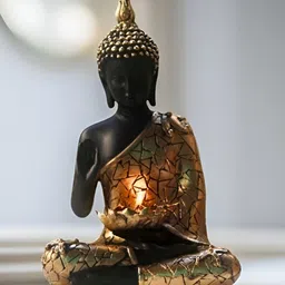 MISS PEACH Black And Gold Toned Buddha Idol Showpiece-picture-16