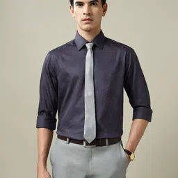 Arrow Men Jacquard 1851 Tailored Fit Textured Spread Collar Pure Cotton Formal Shirt image 2