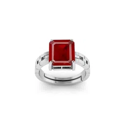 RRVGEM RRVGEM RUBY RING 9.50 Ratti Natural Ruby Ring Silver Plated Adjustable Ring Astrological Gemstone f-picture-36