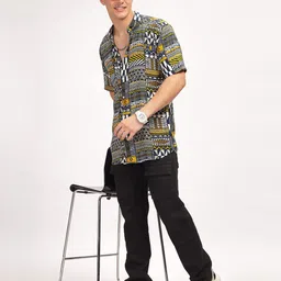 GRITSTONES Men Smart Opaque Printed Casual Shirt-image-44