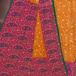 minu fashion Printed, Paisley, Self Design Bollywood Pure Cotton Saree image 4