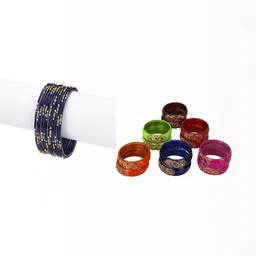 SOMIL Set Of 24 Stone-Studded & Beaded Bangles-picture-16