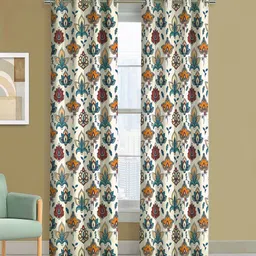 Steve & Anderson Indian Motifs Mustard & White 2 Pcs Black Out Long Door Curtains (9Feet)-picture-37