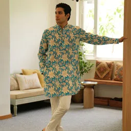 QB MEN Men Floral Printed Festive Straight Kurta-picture-33