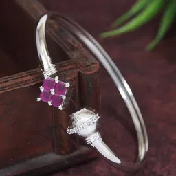 House of Pataudi Women Brass American Diamond Rhodium-Plated Bangle-Style Bracelet-picture-28