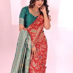 Florence Ethni Motifs Woven Design Kanjeevaram Saree image 2