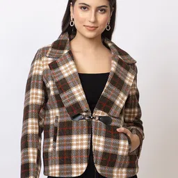 GFO Checked Single-Breasted Winter Blazers-image-15