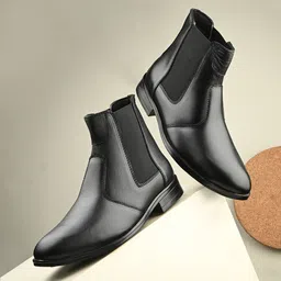 AfroJack Men Leather High Ankle Chelsea Boots-picture-25