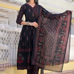 KALINI Women Floral Printed Regular Kurta with Trousers & With Dupatta-picture-38