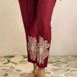 WOMEN PLUS Embroidered Mandarin Collar Tunic & Trousers Co-Ords image 3