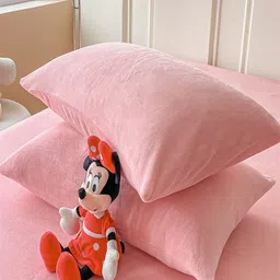 JC HOME Pink 150 TC Fitted King Bedsheet with 2 Pillow Covers image 4