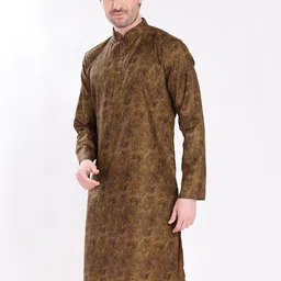 DIVISIVE Men Mandarin Collar Straight Kurta image 2