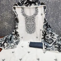 KALINI Women Vichitra Silk Codding Work Unstitched Dress Material-picture-11