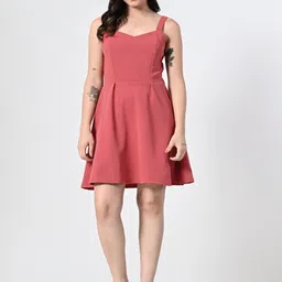OWL MINK Women Shoulder Straps Fit & Flare Dress-picture-41