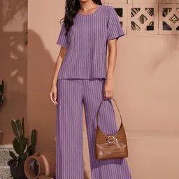 TOOCHKI Striped Round Neck Short Sleeves T-Shirt With Trouser-image-40