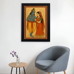 Giftii Black & Red Radha Krishna Religious Wooden Wall Art-image-24