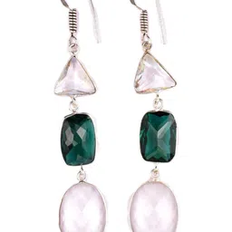AAR Jewels Rhodium-Plated Alloy Topaz Drop Earrings-image-38