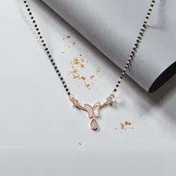 MEIRA JEWELLERY Gold-Plated Cubic Zirconia Studded & Artificial Beaded Mangalsutra image 2