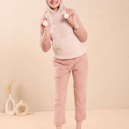 Sweet Dreams Girl Printed Long Sleeves Hooded Neck T-shirt & Pyjamas Night Suits-picture-31