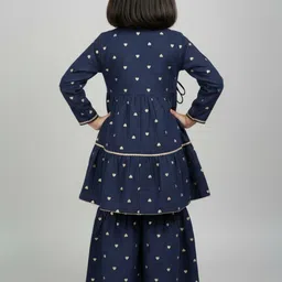 Biglilpeople Girls Ethnic Motifs Printed Tiered Pure Cotton Kurta with Sharara image 3