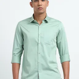 U.S. PITCHERS Men Smart Slim Fit Spread Collar Solid Satin Casual Shirt-picture-43