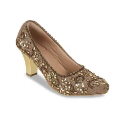 Mochi Embellished Slim Heeled Peep Toes with Laser Cuts image 3