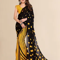 Moda Rapido Polka Dots Printed Saree with Blouse Piece-picture-16