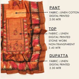 TAVAS Floral Printed Linen Unstitched Dress Material image 2