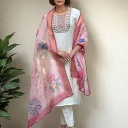 SZN Women Solid Yoke Design Kurta with Trousers & Dupatta-picture-11