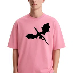 Fashnobic Men Dri-FIT Trendy Dargon Printed Round Neck Cotton Oversized T-shirt-image-48