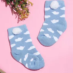 TIPY TIPY TAP Kids Cloud Patterned Ankle-Length Socks With Pom Pom-picture-15