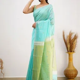 Freezeit Woven Design Linen Blend Handloom Saree image 4