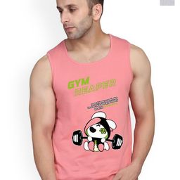 SLOWLORIS Pack Of 2 Printed Round Neck Bio-Wash Sleeveless Cotton Gym Vests-picture-32
