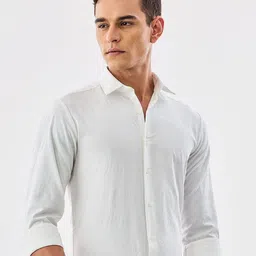 Snitch Men Textured Slim Fit Spread Collar Long Sleeve Shirt image 4