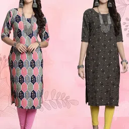 Ethnic basket Women Pack Of 2 Multicoloured Crepe Kurtas-picture-17