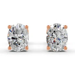 Forever Jewels 14K Rose Gold Plated 5Ct Oval Cut Moissanite Stud Earrings-image-6