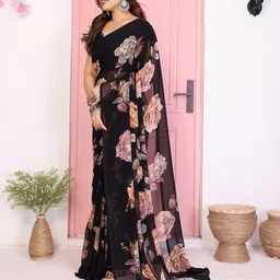 Ambuja International Floral Printed Pure Georgette Saree image 5