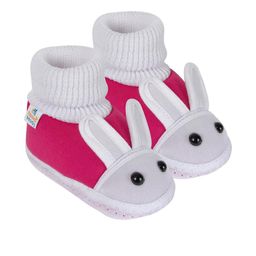 NESKA MODA Kids Unisex Pack Of 1 Pink Rabbit Face Design Slip On Casual Cotton Booties-picture-0