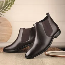 KRAASA Men High Top Slip On Chelsea Boots-picture-40