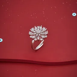 Kushal's Fashion Jewellery White Rhodium-Plated Party Zircon Finger Ring-picture-35