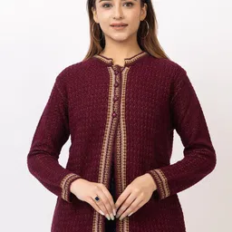 TWENTY ME Women Embroidered Woollen Cardigan with Embroidered Detail-picture-33