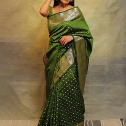 YAMUNE Ethnic Motifs Zari Pure Silk Handloom Banarasi Saree-picture-10