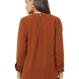 G0-4 IT Women Self Design Solid Round Neck Regular Top image 2