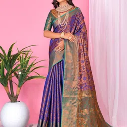 jayant creation Woven Design Zari Silk Blend Banarasi Saree image 4