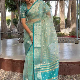Mitera Woven Design Zari Organza Handloom Saree image 2