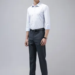 Van Heusen Men Slim Fit Self Design Textured Formal Trousers image 5